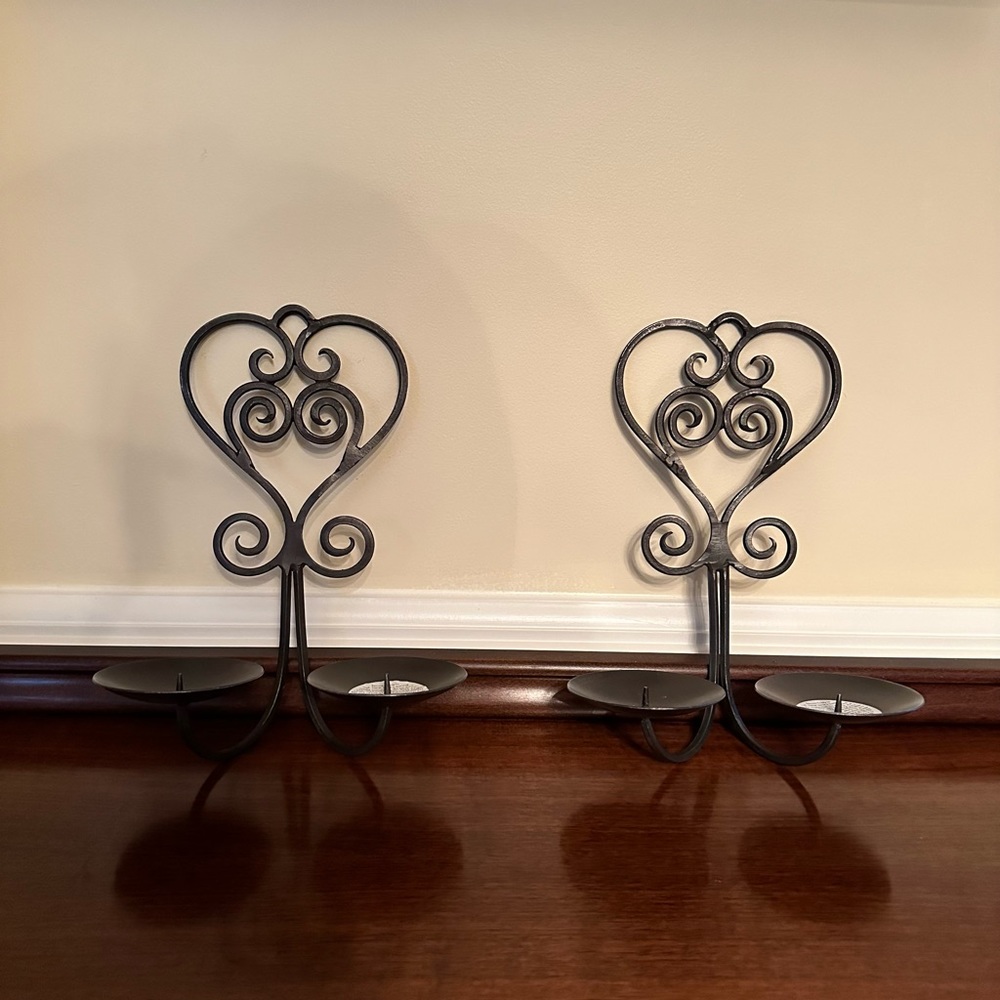 Heart shaped wall candle holders